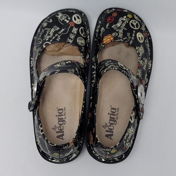 Alegria Peace & Love Patent Leather Slip On Mary Jane Shoes Size 38 PAL-311 - Picture 3 of 13
